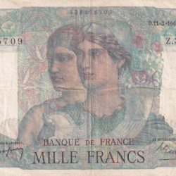 France 1000 Francs - Minerve & Hercule type 1945 Rare Bank Note