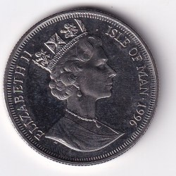 Alternative view of United Kingdom, Isle of Man 1 Crown 1996 - Elizabeth II European Football Championship Czech Republic Italy rare commemorative GEM UNC Coin #M-78