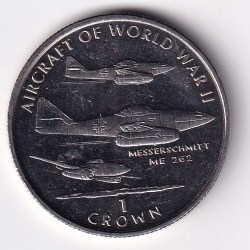 United Kingdom, Isle of Man 1 Crown 1995 - Elizabeth II Messerschmitt ME 262 rare Commemorative GEM UNC Coin #M-90