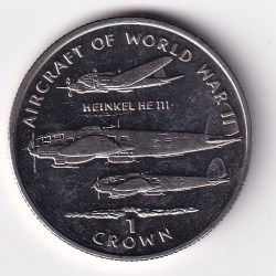 United Kingdom, Isle of Man 1 Crown - Elizabeth II Heinkel HE-111 rare Commemorative GEM UNC Coin #M-91