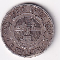 South African Republic 2 Shillings 1896 Zuid Afrikaansche Republiek Silver (Weight 11.31 g) coin # M-113