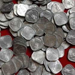 Alternative view of One Paise Scare Coin 1972 Year Hyderabad Mint Unc Coin 16 Pcs Given