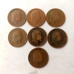 India Set of 7 piece of 7 different year king and emperor Edward VII Denomination 1 quarter anna Metal copper