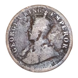 Alternative view of British India ONE QUARTER ANNA Year 1912 King GEORGE-V Used Condition.