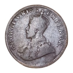 Alternative view of British India ONE QUARTER ANNA Year 1913 King GEORGE-V Used Condition.