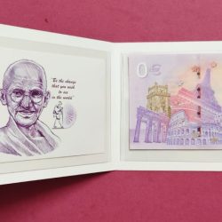 Alternative view of Malta 0 Euro Mahatma Gandhi Special Issue Legal Tender Note With Folder