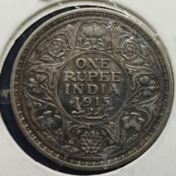 British India, 1 Rupee, 1915, Calcutta Mint, George V, Silver, KM #524, Condition as per image.