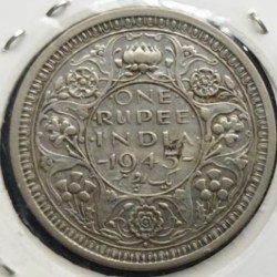 British India, 1 Rupee, 1945, George VI, Silver, KM #557, Condition as per image.