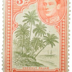 Postal Stamp of Ceylon(Sri Lanka) of George VI 5 Cents Orange-Green Colour with 'Coconut Palms' Mint Un-Used Condition as per Image.
