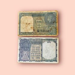 Re 1 British India Banknote 1940 Black Series King George VI Collectible Quality 769357 Unique and Rare Issue