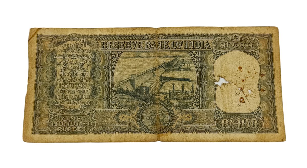 100 Rupees Old ORNAMENTAL DIAMOND Issue Signature L.K JHA **V. SCARE** Used Condition. - Image 2