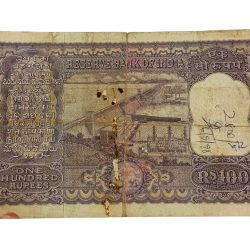 Alternative view of 100 Rupees Old DAAM Big FAFRA Issue Signature H.V IYENGAR **RARE** Used Condition.