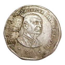 2 Rupees Cu/Ni COMMEMORATIVE Issue 1996 SARDAR PATEL Major LAMINATION Error **RARE** Collectale Grade.