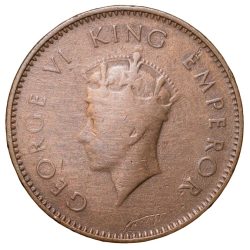 Alternative view of Bronze 1/4 Anna of George VI(AD 1938) of Bombay Mint Head Type I Rare Date