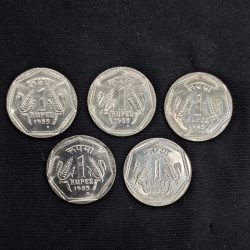 1 RUPEE 1985 H MINT MARK BUNC CONDITION BEST CONDITION COIN 5 COIN SET