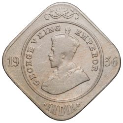 Copper-Nickel 2 Annas of George V (AD 1936) of Bombay Mint Scarce