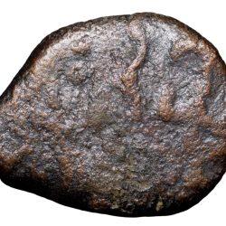 Copper Coin of Sagamana Chutukula (1st Cen. BC) of Mahasenapati with Bold Swastik/Thunder Arm-Spear Very Rare