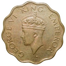 Nickel-Brass 1 Anna of George VI (AD 1944) of Bombay Mint