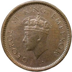 Alternative view of Bronze 1/12 Anna of George VI (AD 1939) of Bombay Mint Beautiful Grade