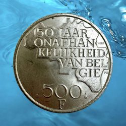 Alternative view of 1980 Belgium 500 Francs 150th Anniversary Of Independence Silver