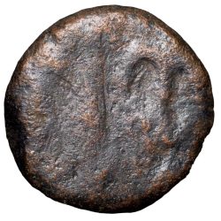 Copper Coin of Mahasenapati of Andhra Region (2nd - 1st Cen. BC) with Spear & Thunderarm/Tree Railing