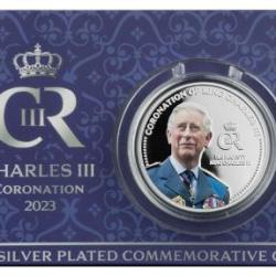 Barbados, ¼ Dollar, 2023, Coronation of King Charles III, KM #331, Coloured, Proof-like, Mint Coin Card.