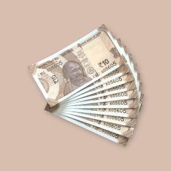 RS 10/- INDIA BANK NOTE SEMI FANCY 10 NOTE SAME NUMBER SET 605605 UNIQUE AND RARE