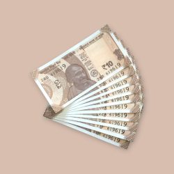 RS 10/- INDIA BANK NOTE SEMI FANCY 10 NOTE SAME NUMBER SET 619619 UNIQUE AND RARE