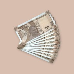 RS 10/- INDIA BANK NOTE SEMI FANCY 10 NOTE SAME NUMBER SET 640640 UNIQUE AND RARE