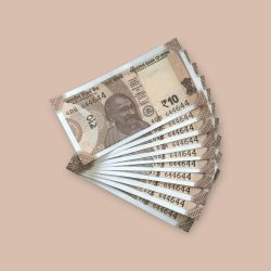 RS 10/- INDIA BANK NOTE SEMI FANCY 10 NOTE SAME NUMBER SET 644644 UNIQUE AND RARE