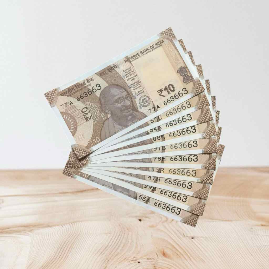 RS 10/- INDIA BANK NOTE SEMI FANCY 10 NOTE SAME NUMBER SET 663663 ...