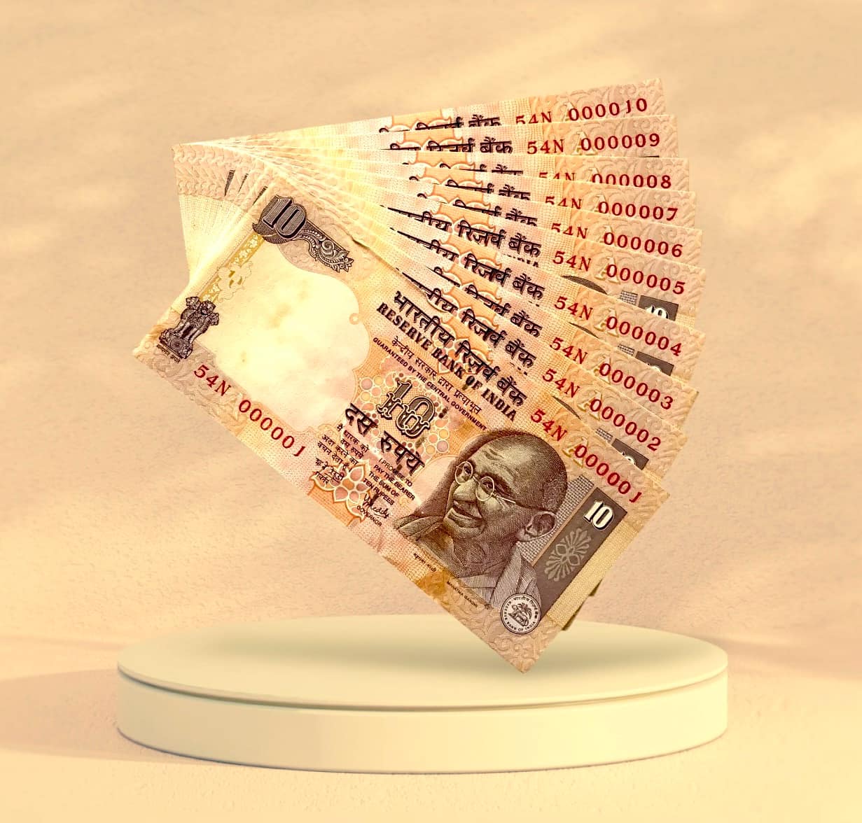 RS 10 India Banknote Rare Issue Low Serial 000001 To 000010 Signed By Y V Reddy Inset A Year 2008 Unique and Rare