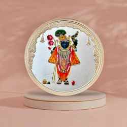 50 Gram Pure 999 Silver Color Coin HARE Krishna Shreenathji Shubh Labh Very Unique and Rare