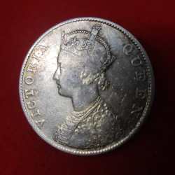 Alternative view of One rupees silver coin 1862 VICTORIA EMPRESS
