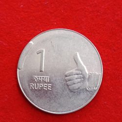 One Rs Mudra Issue Extra Metal Coin Rare Error 2009 Year Noida