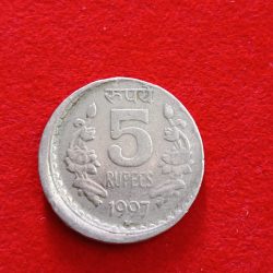 Five Rs Rare Heavy Shifted Error Coin 1997 Year Hyderabad Mint