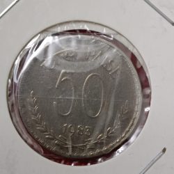 Alternative view of Fifty Paise Rare Coin 1983 Calcutta Mint Unc Condition