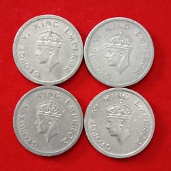 Alternative view of George VI One Rs Scare Coin 1947 4 Pcs Given Bombay Mint