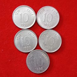 Ten Paise Button Coin Rare Coin 1993 Hyderabad Mint 5 Pcs Given