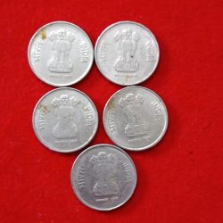 Alternative view of Ten Paise Button Coin Rare Coin 1993 Hyderabad Mint 5 Pcs Given