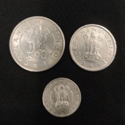 Alternative view of RARE 1954 THREE COIN SET ONE RUPEE, HALF RUPEE, QUATER RUPEE