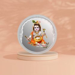 20 Gram Pure 999 Silver Color Coin Krishna Shubh Labh Very Unique and Rare