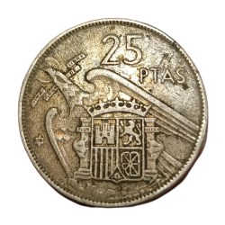 SPAIN Cu/Ni 25 PESETAS Year 1957 FRANCISCO FRANCO Collectable Grade.