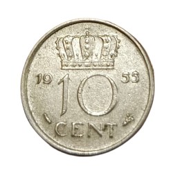 NEDERLAND Steel 10 CENT Year 1955 High Collectable Grade.