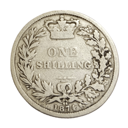GREAT BRITAIN Silver ONE SHILLINGS Year 1874 Queen VICTORIA **V.SCARE** Collectable Grade.
