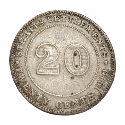 Alternative view of STRAITS SETTLEMENT Silver 20 CENTS Year 1910 King EDWARD-VII **SCARE** High Collectable Grade.