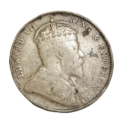 STRAITS SETTLEMENT Silver 20 CENTS Year 1910 King EDWARD-VII **SCARE** High Collectable Grade.