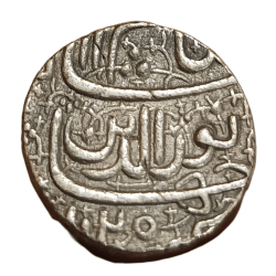 MUGHAL EMPIRE Silver Rupee JAHANGIR Couplet- "Muzaiyan" AHMEDABAD Mint, Ilahi Month ABAN, Dated AH 1025 **RARE** High AUNC Grade.