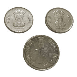 Alternative view of 10 Paisa Small Fss Year 1988, 1989 & 25 Paisa Fss Year 1990 Lot 3 Coins are in AUNC Grades.