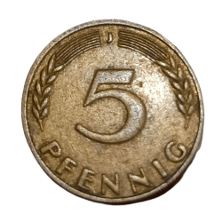 Alternative view of GERMANY Bronze 5 PFENNIG Year 1949 Collectable Grade.